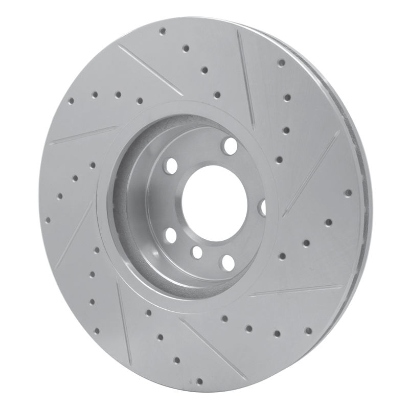 BMW X5 Brake Rotor (1) - Front Left - R1 Concepts - Drilled & Slotted - Silver - `07-`18